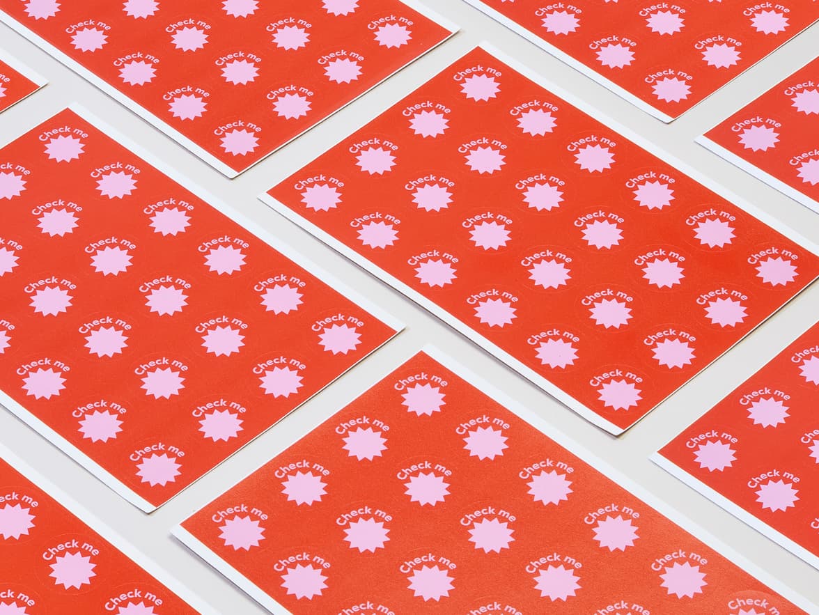 A collection of customized matte paper stickers in size 1 inch.