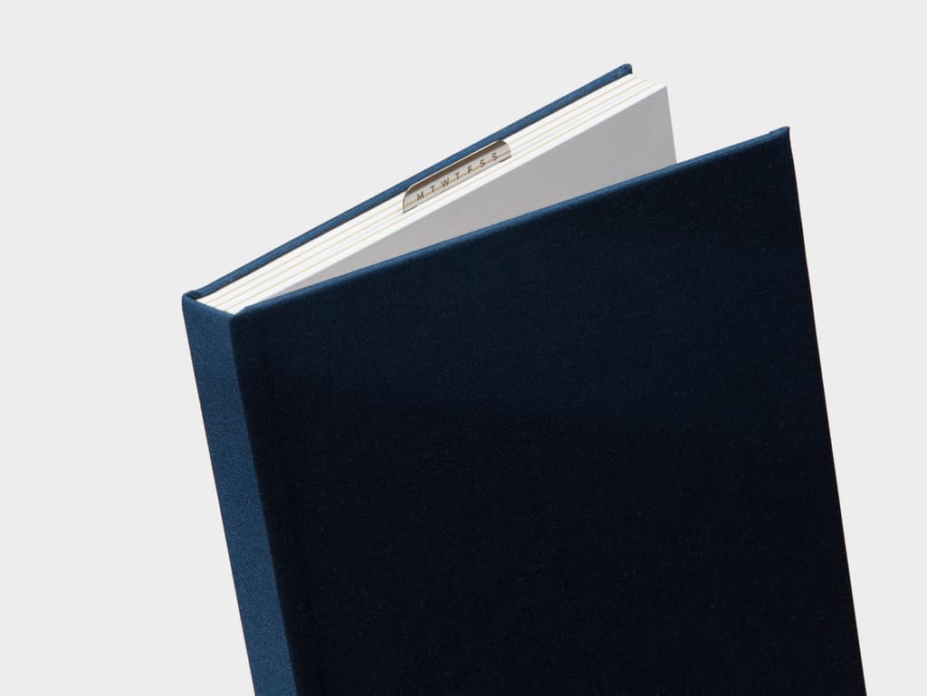 MOO Perpetual Planner, Silver Foil, Brass, Midnight Blue