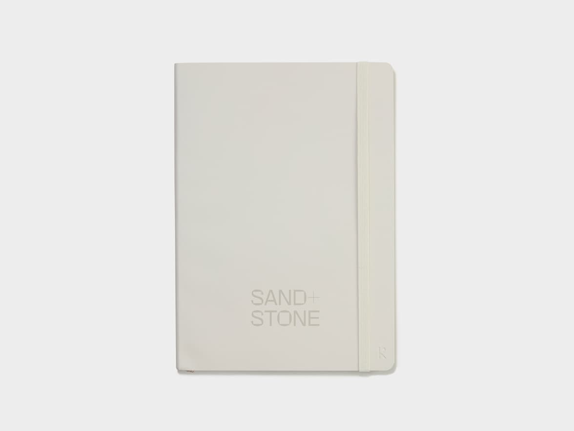 Face on shot of the Beige Karst Stone Paper Softcover Notebook with Blind Deboss customization