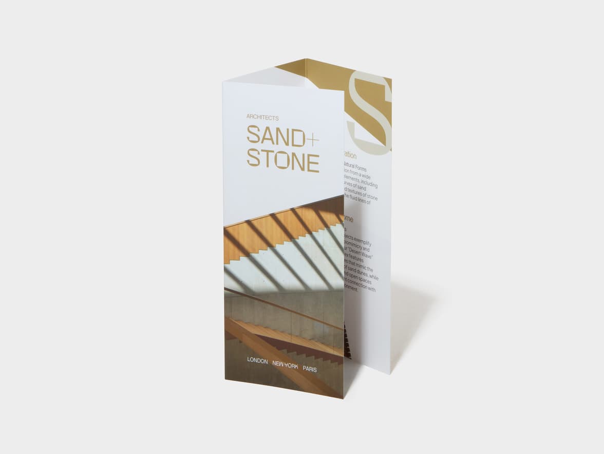 A Tri-Fold Super Brochure standing.