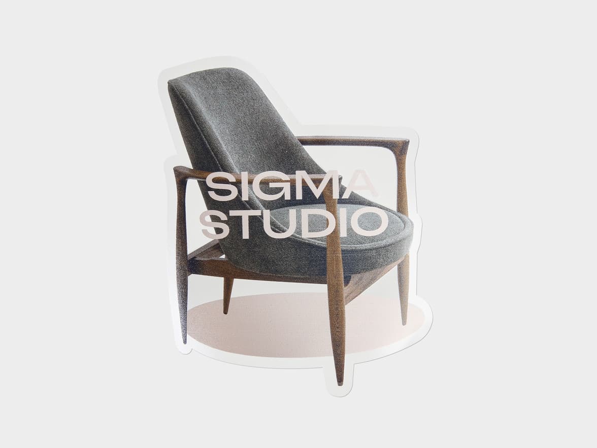 A customized clear die cut sticker with the design and shape of a chair.