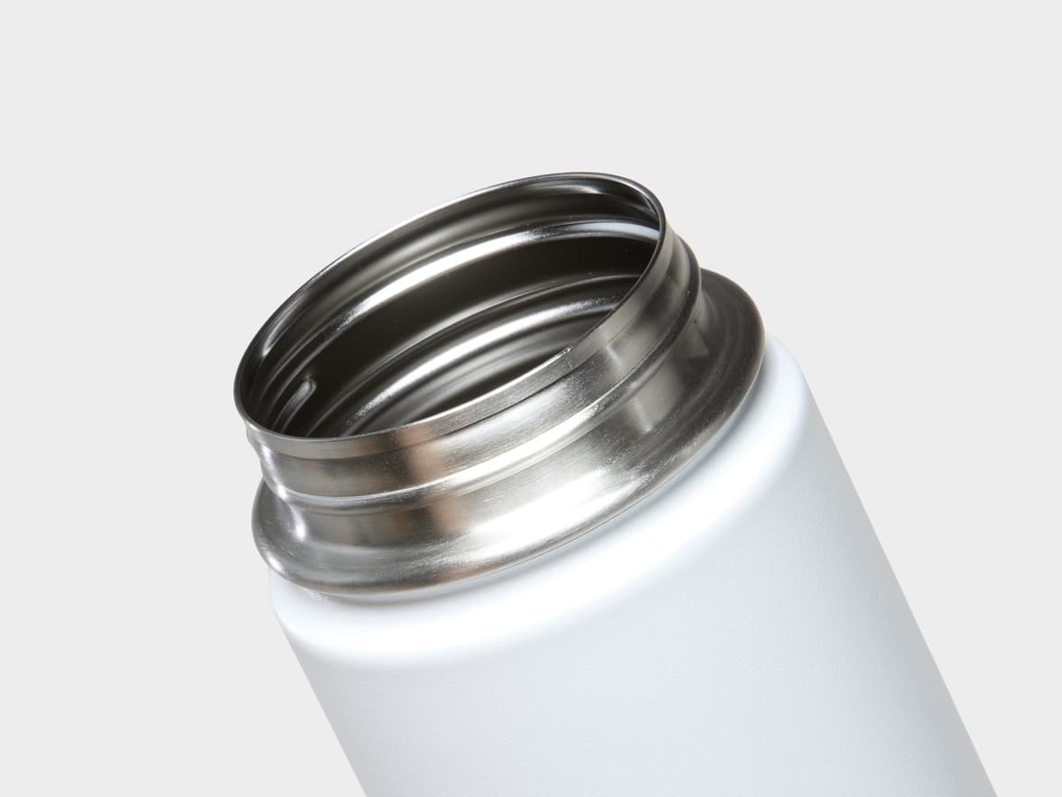 Matte White H2Go Crux Stainless Steel Bottle Rim With One-Sided Engraving