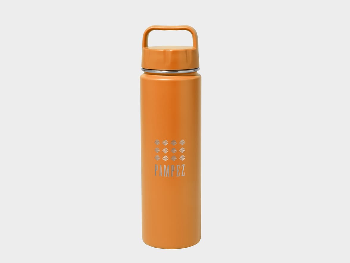 Matte Orange H2Go Crux Stainless Steel Bottle Front View With One-Sided Engraving