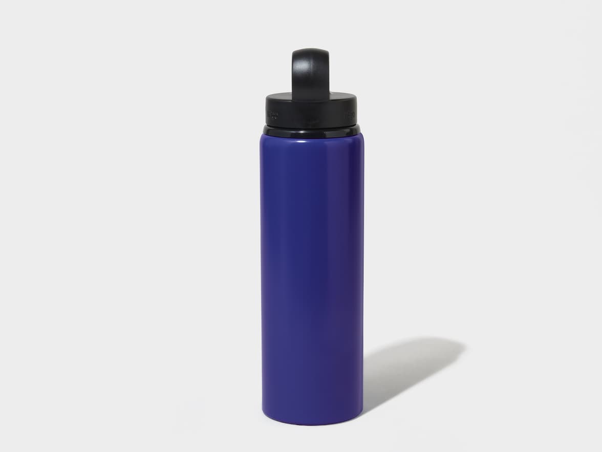Matte Blue H2Go Virtue Aliminum Water Bottle Back View With One-Sided Printing Customisation