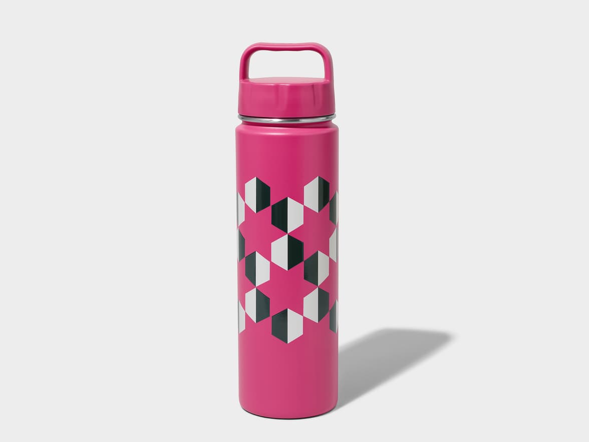 Matte Hottest Pink H2Go Crux Stainless Steel Bottle Back View With 360 Wrap Printing Customisation
