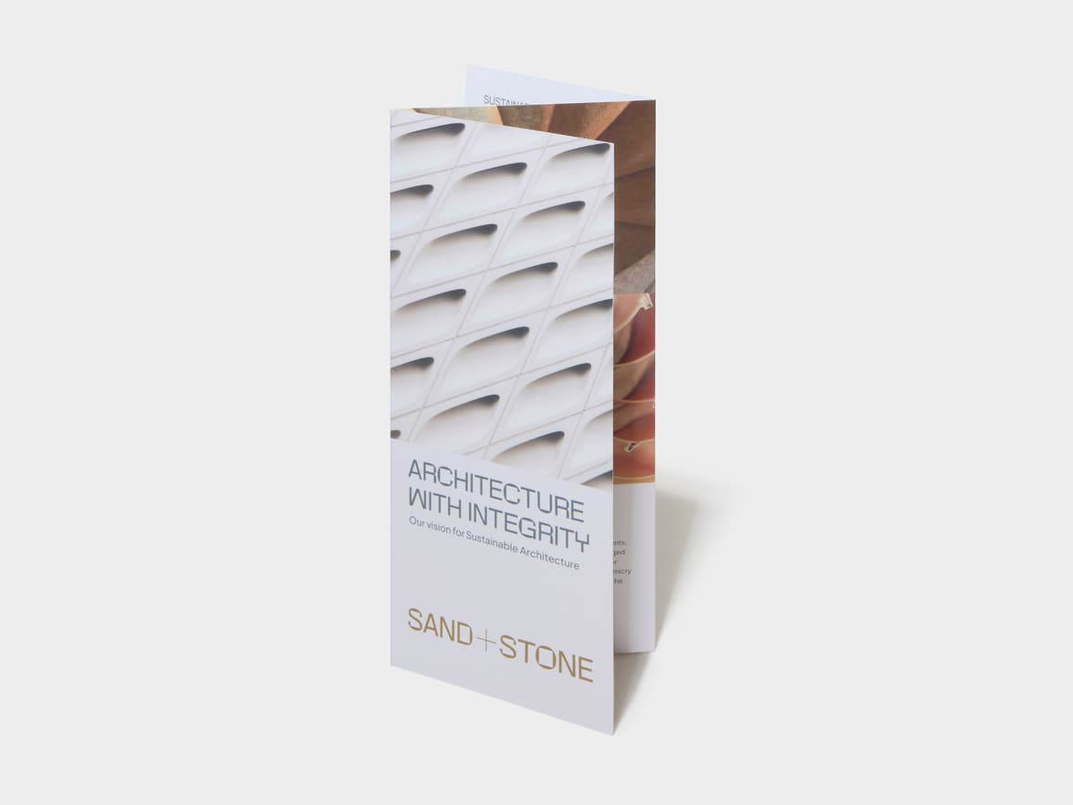 A Z-Fold Eco Brochure standing.