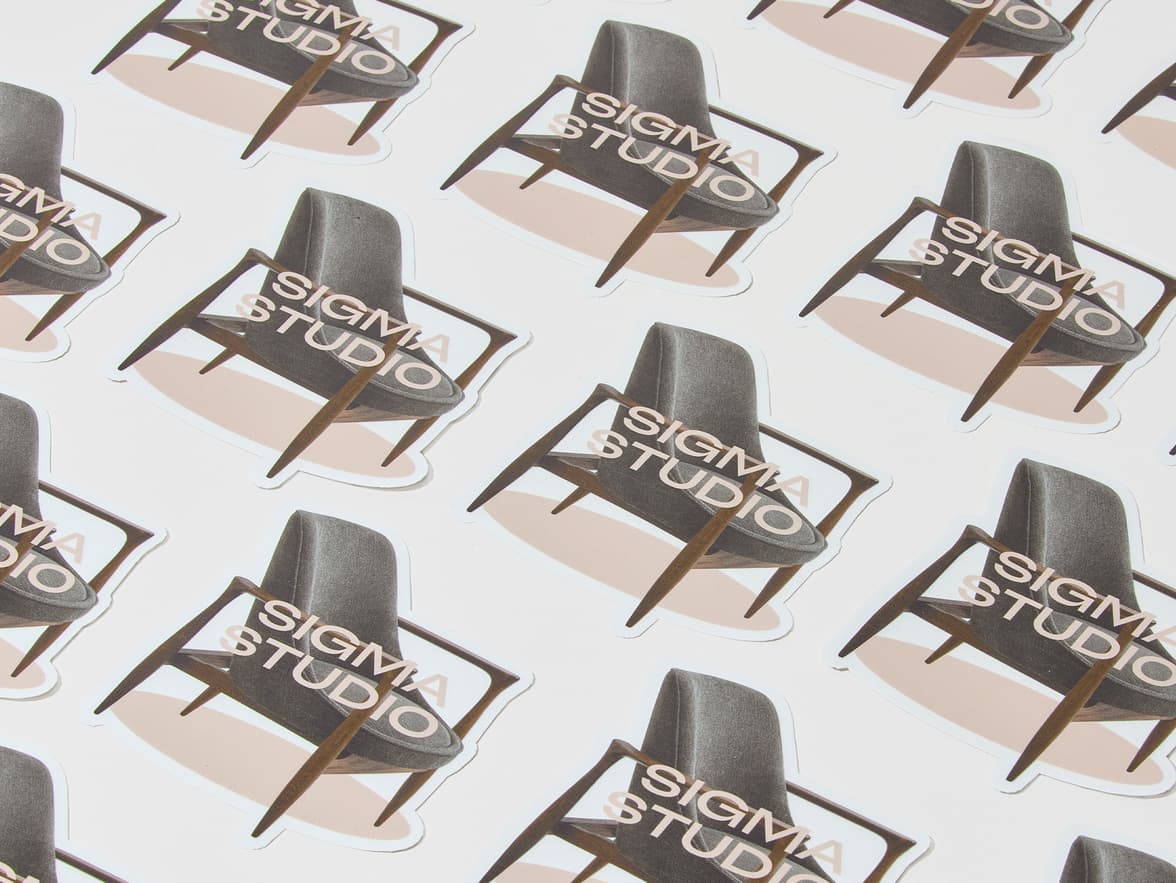 A collection of customized clear die cut stickers with the design and shape of a chair.