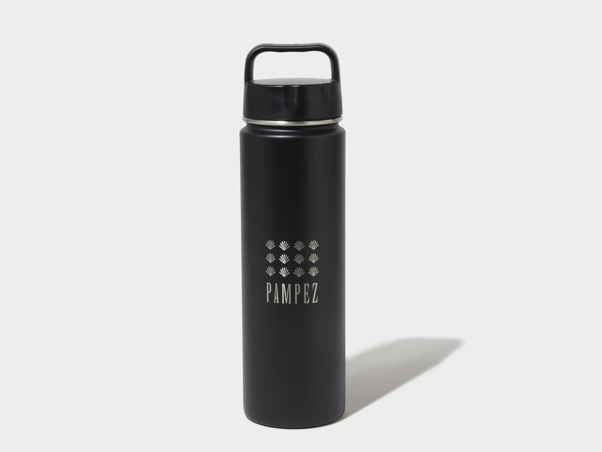 Matte Black H2Go Crux Stainless Steel Bottle Front View With One-Sided Engraving