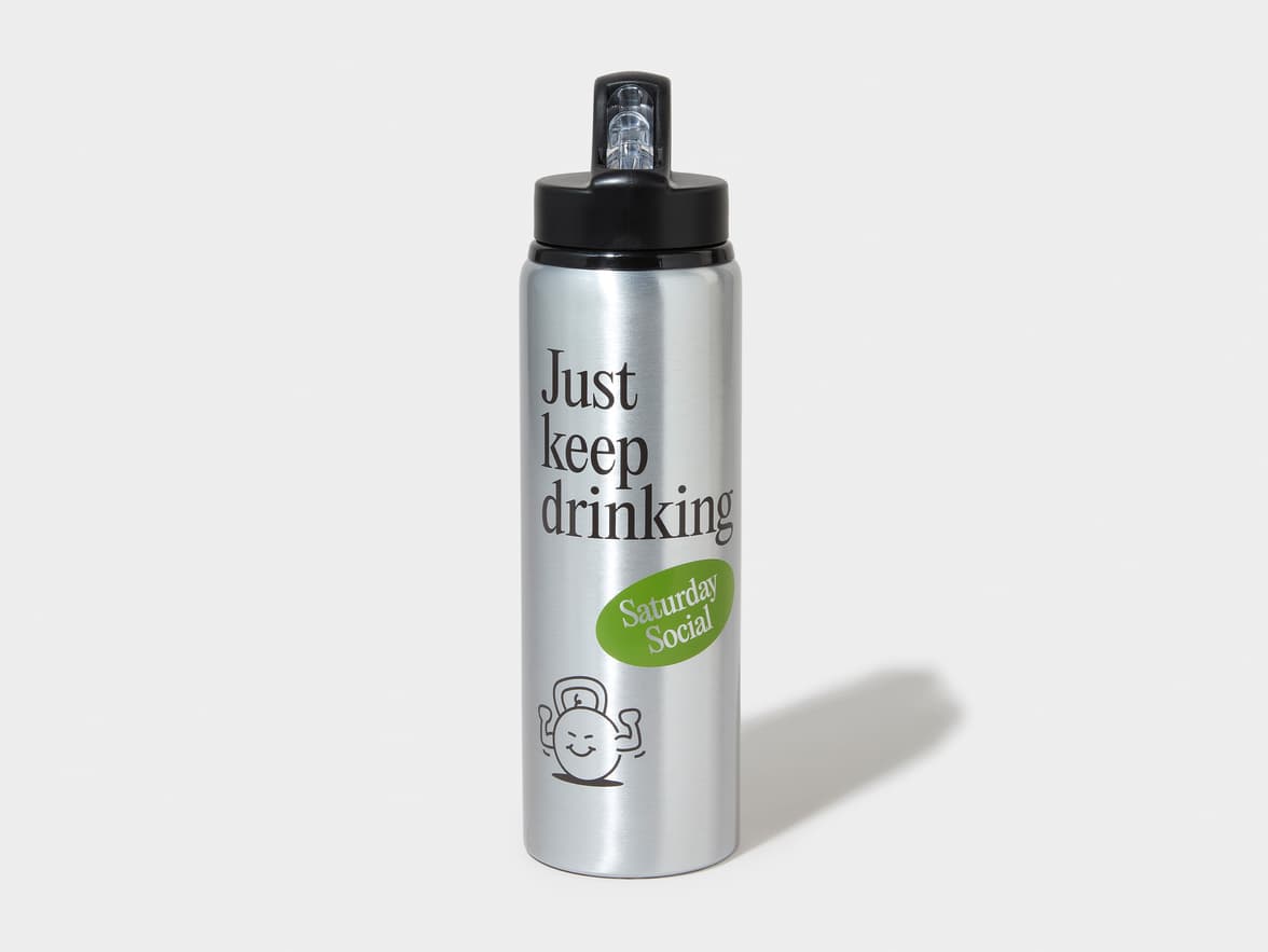 Matte Silver H2Go Virtue Aliminum Water Bottle Front View With 360 Wrap Printing Customisation