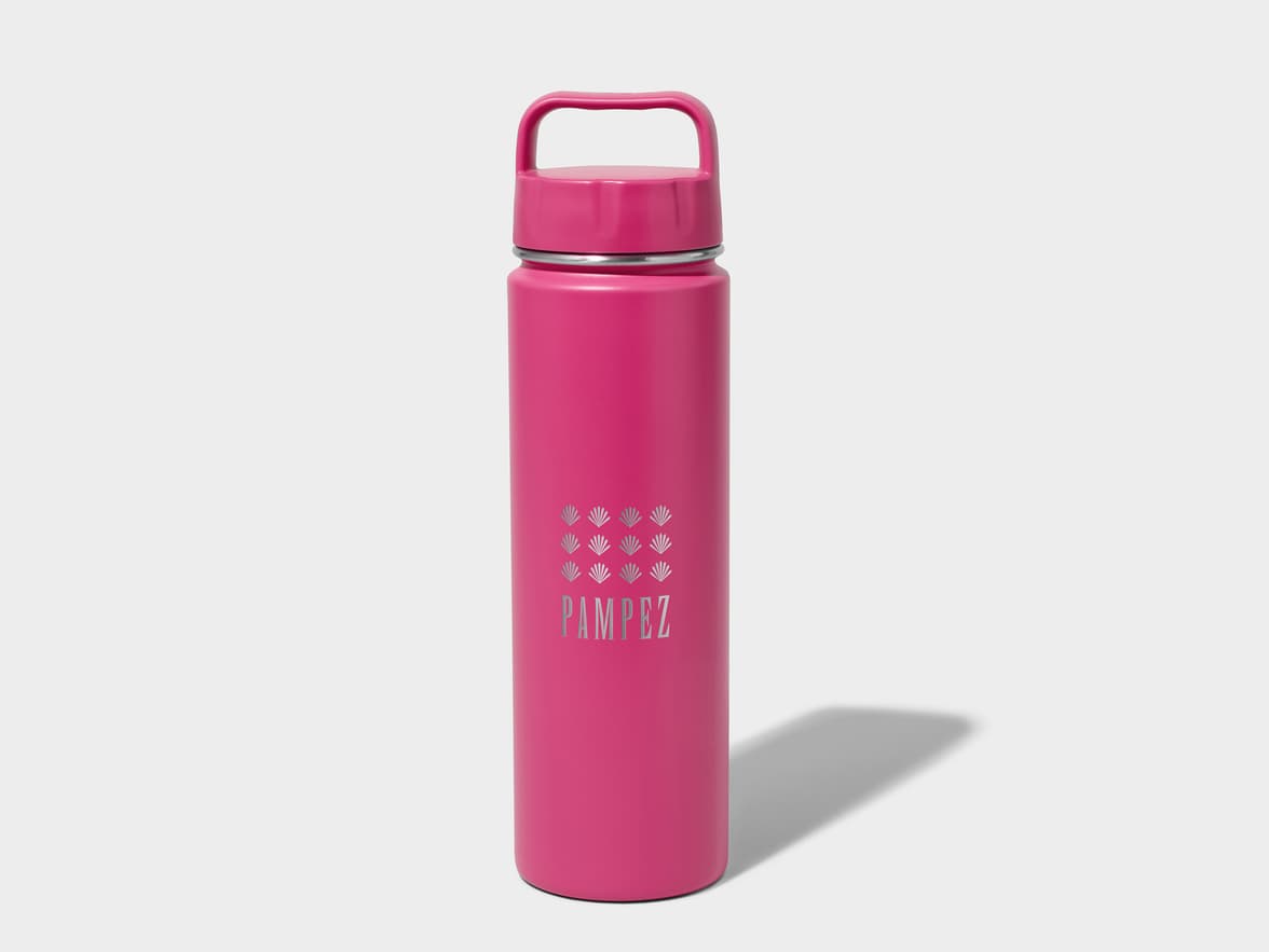 Matte Hottest Pink H2Go Crux Stainless Steel Bottle Front View With One-Sided Engraving