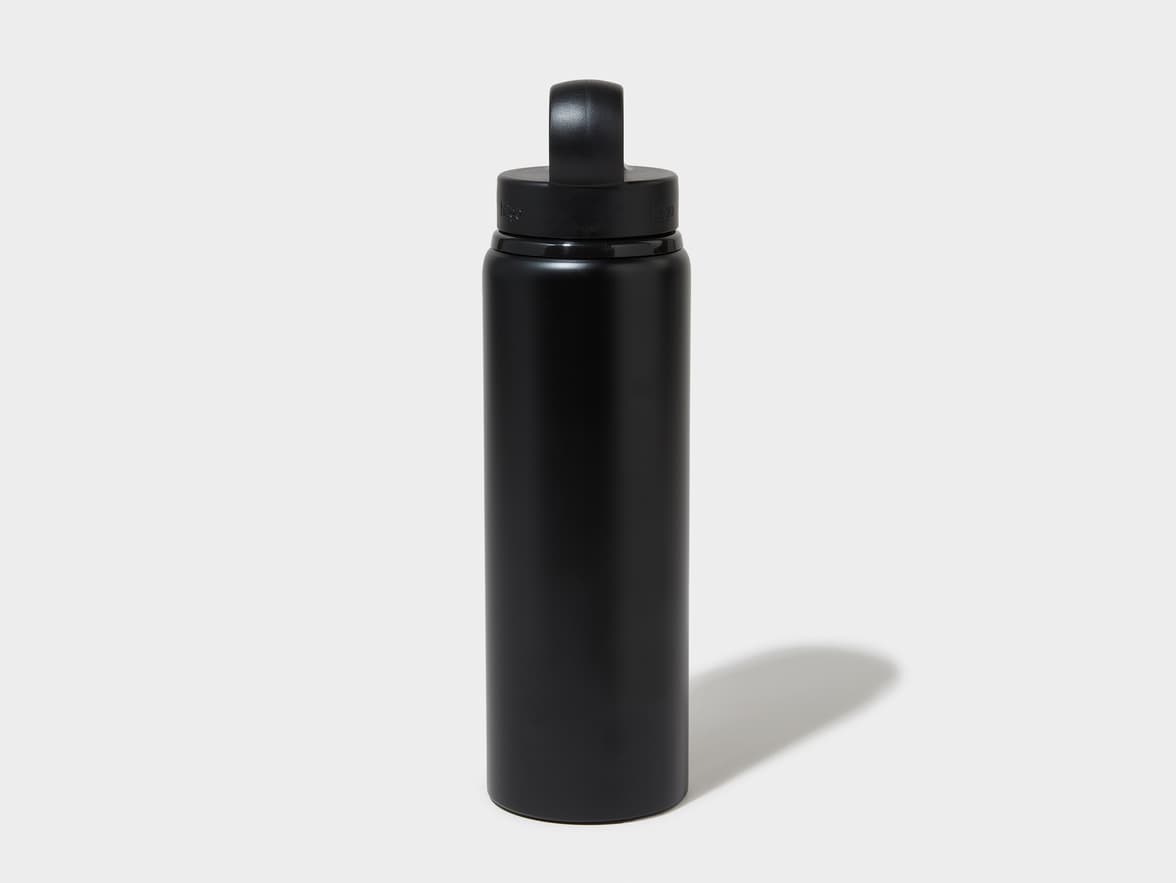 Matte Black H2Go Virtue Aliminum Water Bottle Back View With One-Sided Engraving