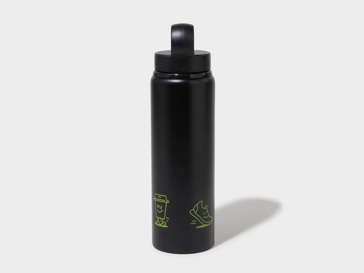 Matte Black H2Go Virtue Aliminum Water Bottle Back View With 360 Wrap Printing Customisation