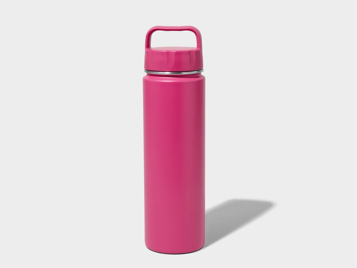 Matte Hottest Pink H2Go Crux Stainless Steel Bottle Back View With One-Sided Printing Customisation