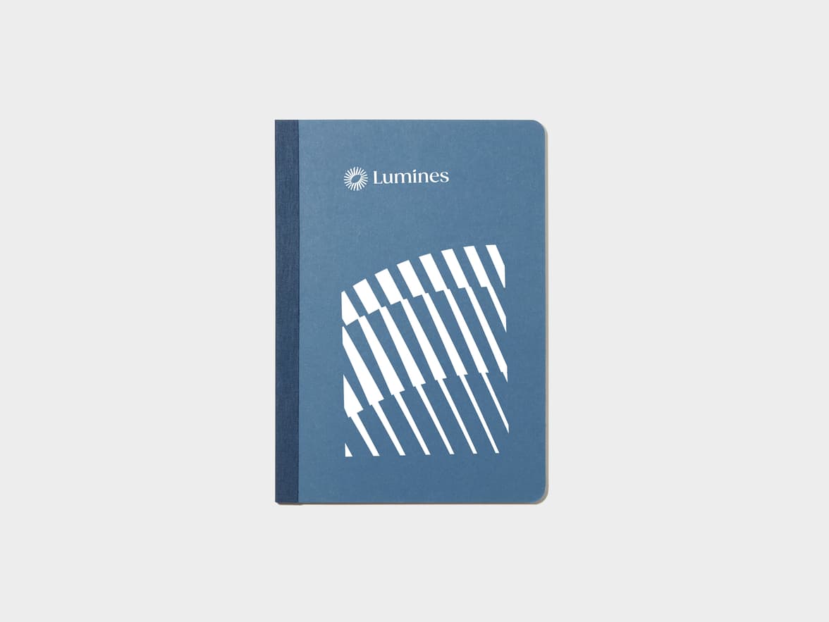 Blue Tape Bound Notebook with white foil in A5