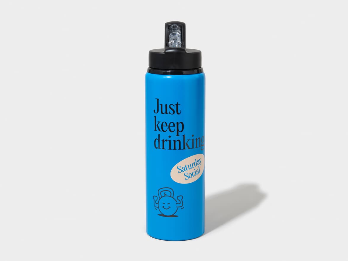 Matte Cerulean H2Go Virtue Aliminum Water Bottle Front View With 360 Wrap Printing Customisation