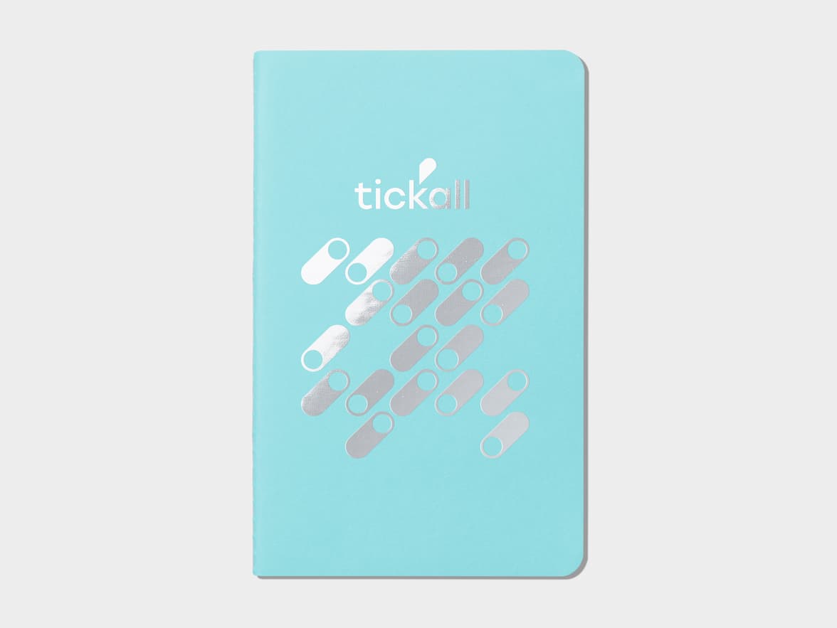 Turquoise soft cover journal with silver foil pattern