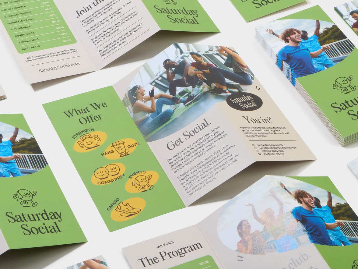 A collection of Z-Fold Matte Brochures.