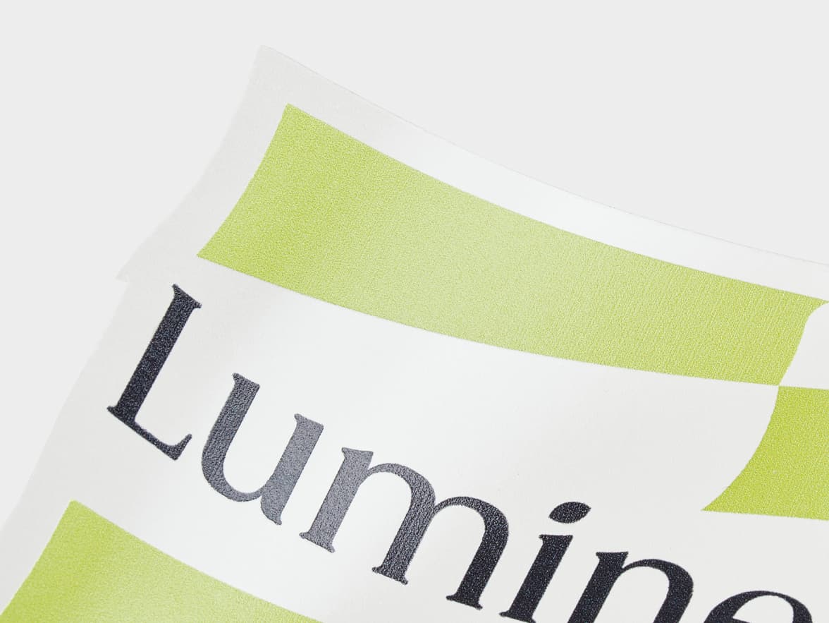 A close up image of a customized clear die cut sticker.