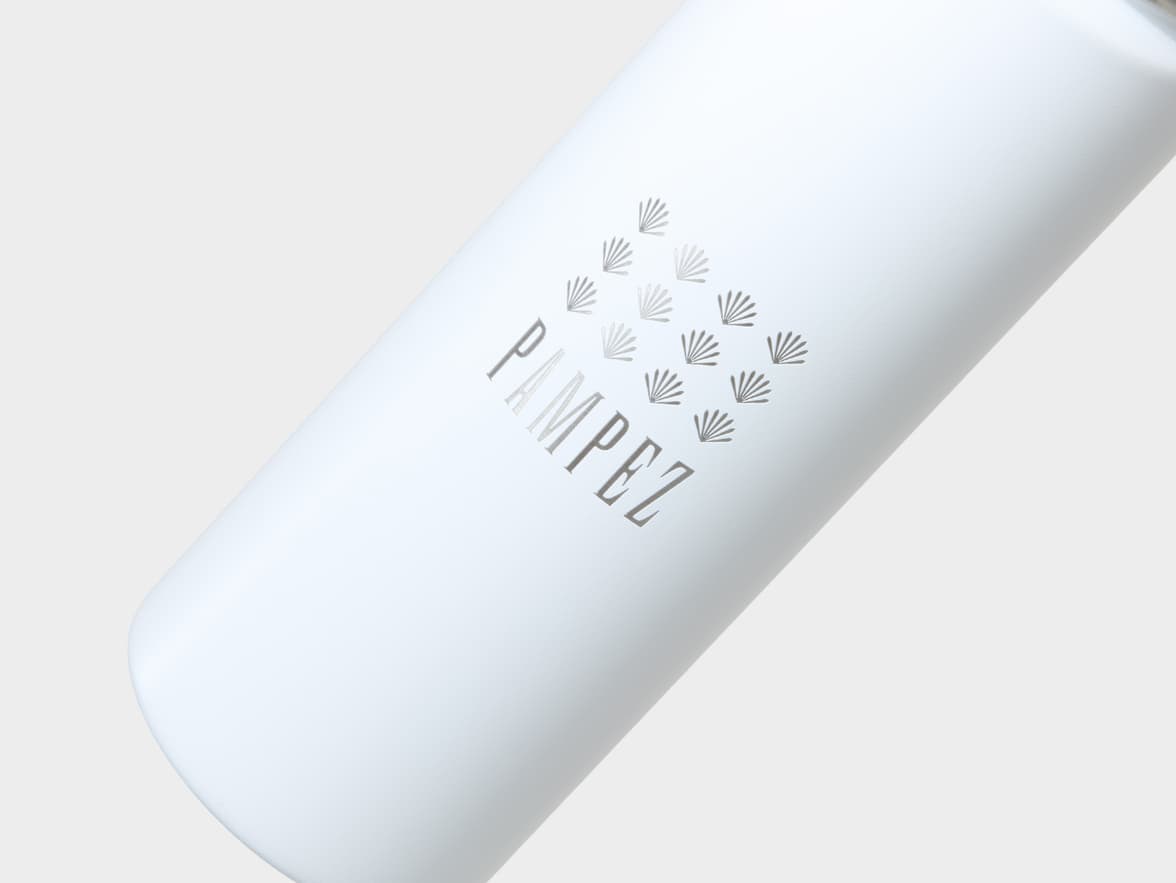 Matte White H2Go Crux Stainless Steel Bottle Close Up With One-Sided Engraving