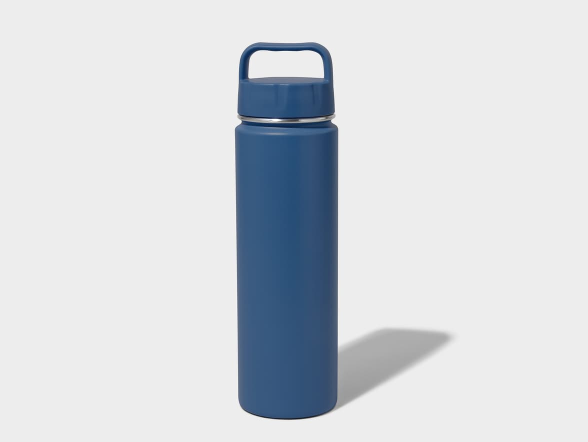 Matte Navy H2Go Crux Stainless Steel Bottle Back View With One-Sided Printing Customisation