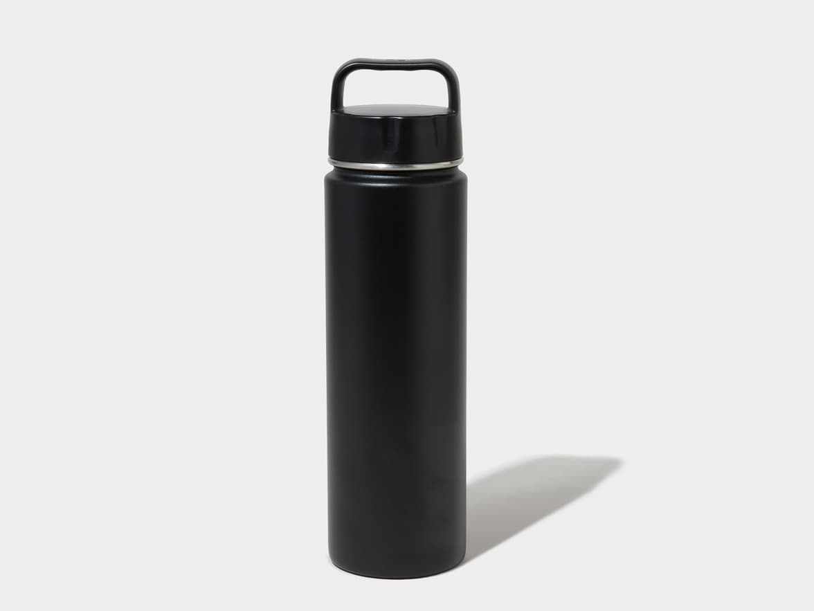 Matte Black H2Go Crux Stainless Steel Bottle Back View With One-Sided Engraving