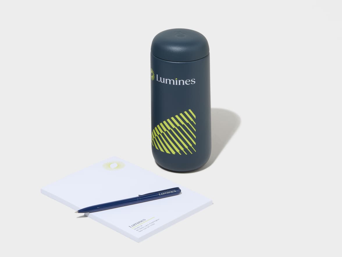 Stone Blue Fellow® Carter Move Mug With One-Sided Printing Customisation And Pen And Notepad 
