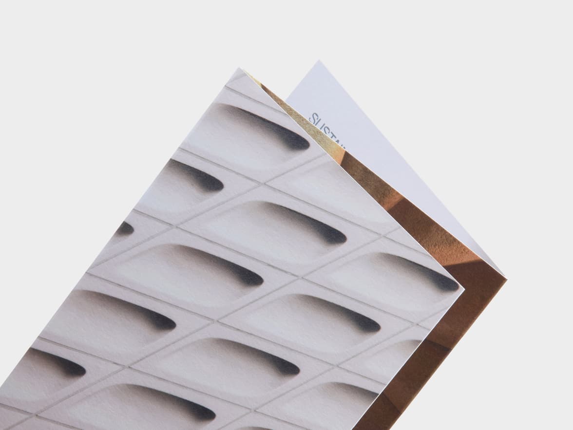Z-Fold Eco Brochure 3 corners shot at an angle.