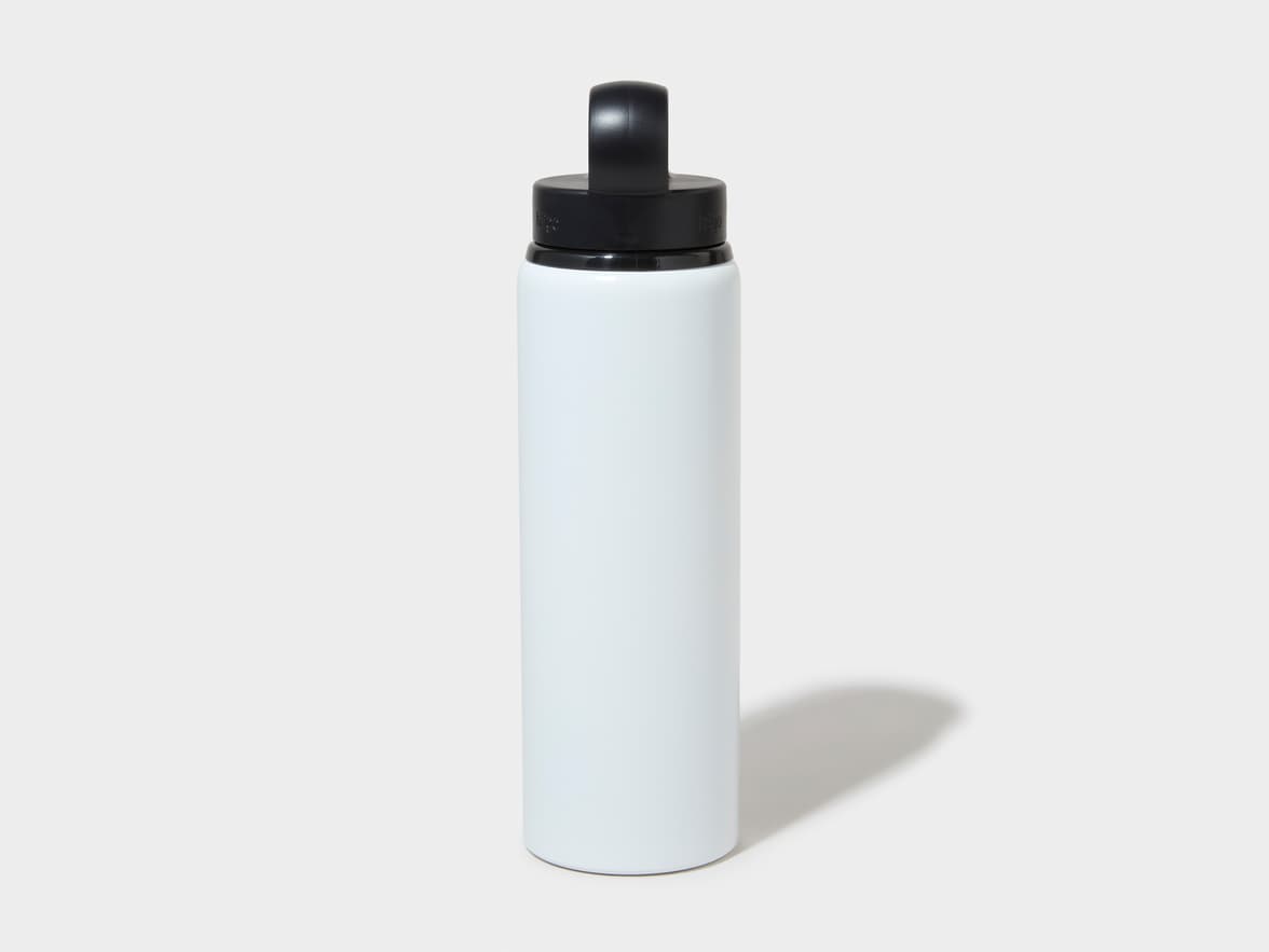 Matte White H2Go Virtue Aliminum Water Bottle Back View With One-Sided Printing Customisation