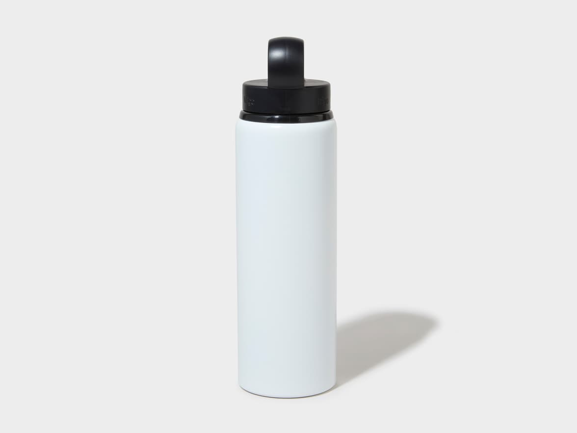 Matte White H2Go Virtue Aliminum Water Bottle Back View With One-Sided Engraving