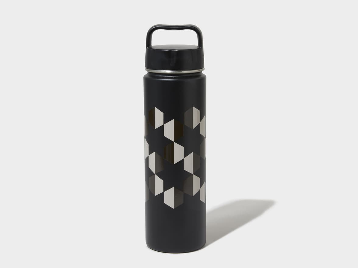 Matte Black H2Go Crux Stainless Steel Bottle Back View With 360 Wrap Printing Customisation