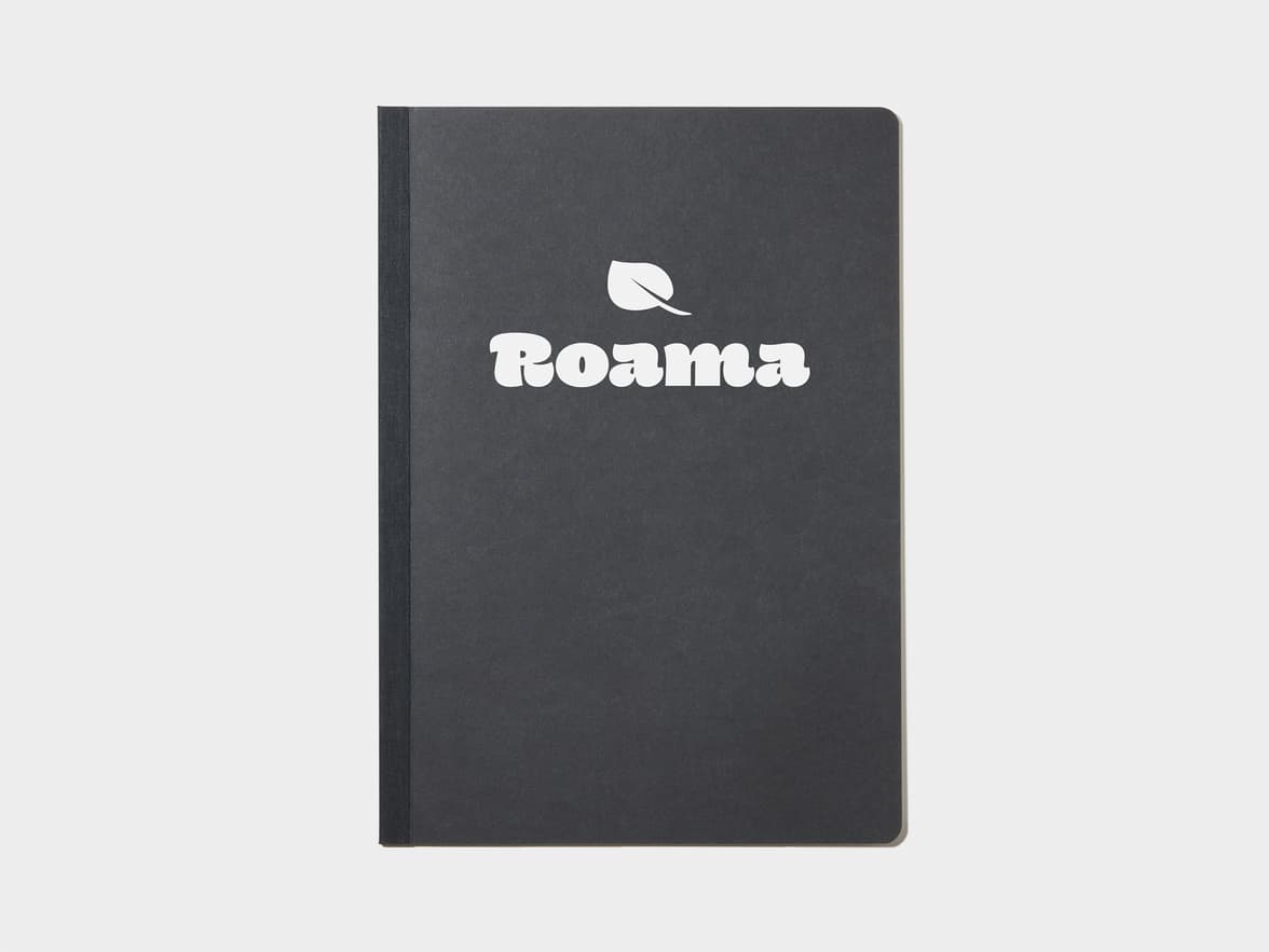 Black Tape Bound Notebook with white foil in A4