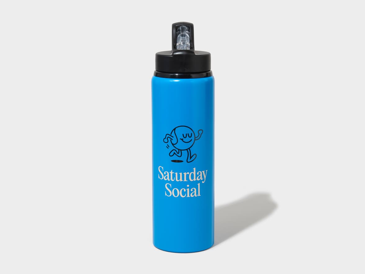 Matte Cerulean H2Go Virtue Aliminum Water Bottle Front View With One-Sided Printing Customisation