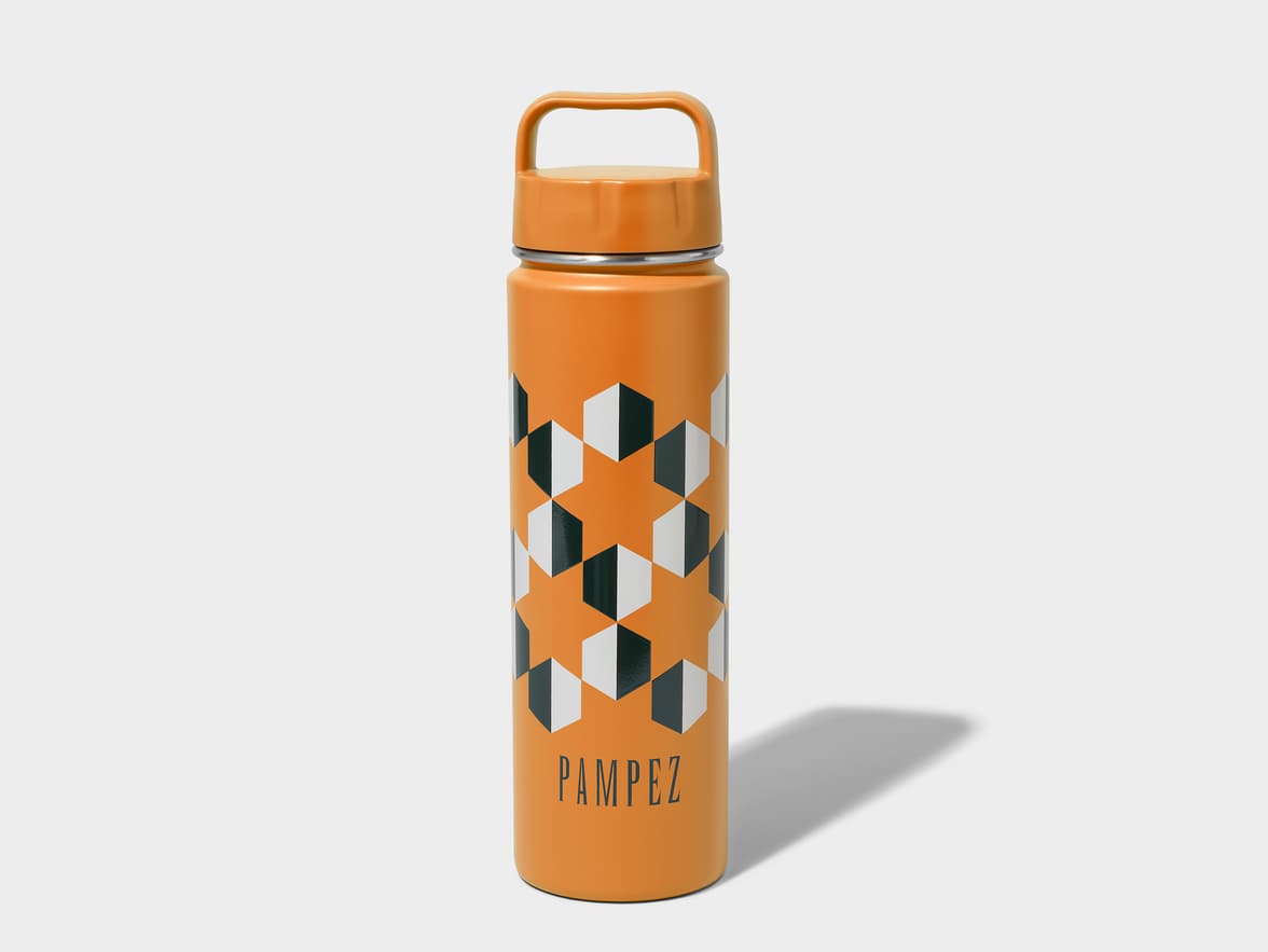 Matte Orange H2Go Crux Stainless Steel Bottle Front View With 360 Wrap Printing Customisation
