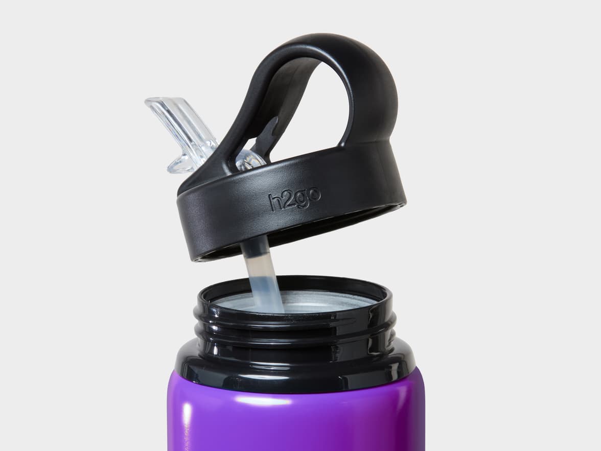 Matte Purple H2Go Virtue Aliminum Water Bottle Rim And Flip Straw With One-Sided Engraving