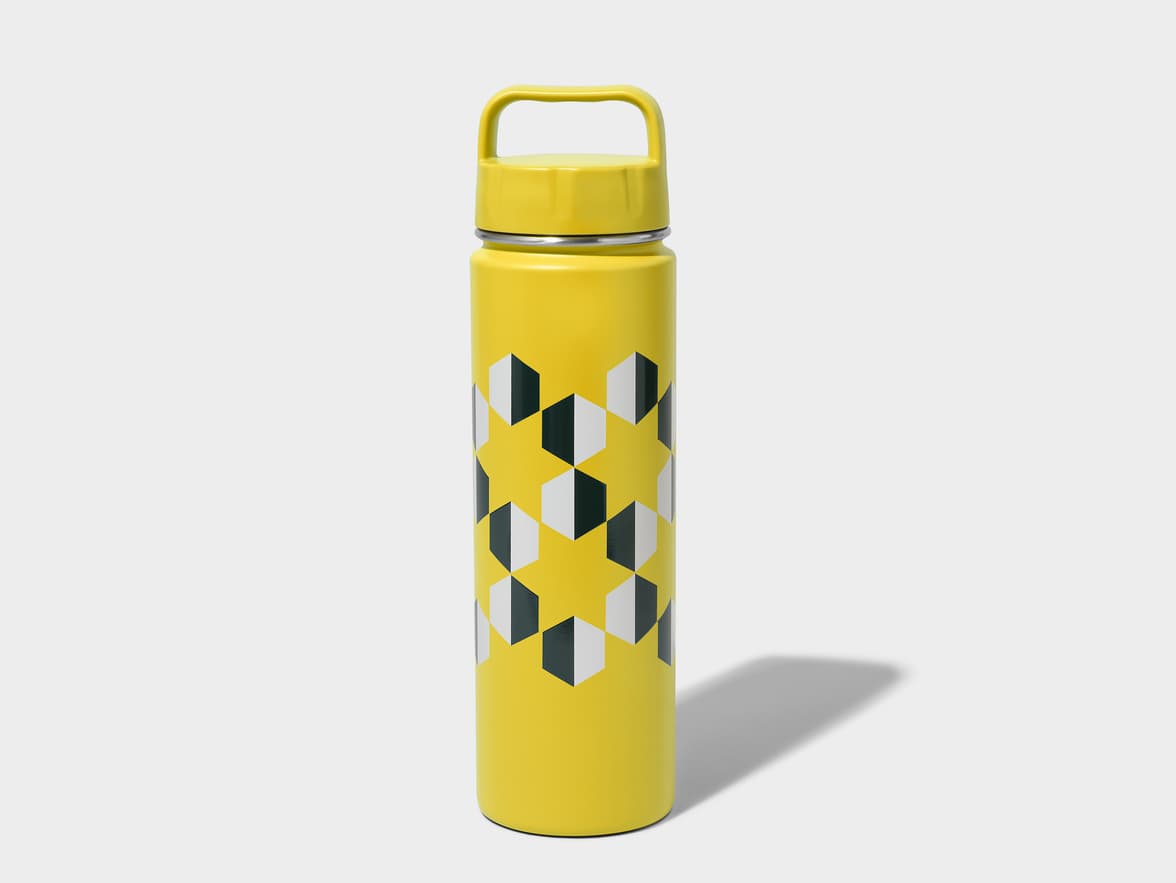 Matte Lemon H2Go Crux Stainless Steel Bottle Back View With 360 Wrap Printing Customisation