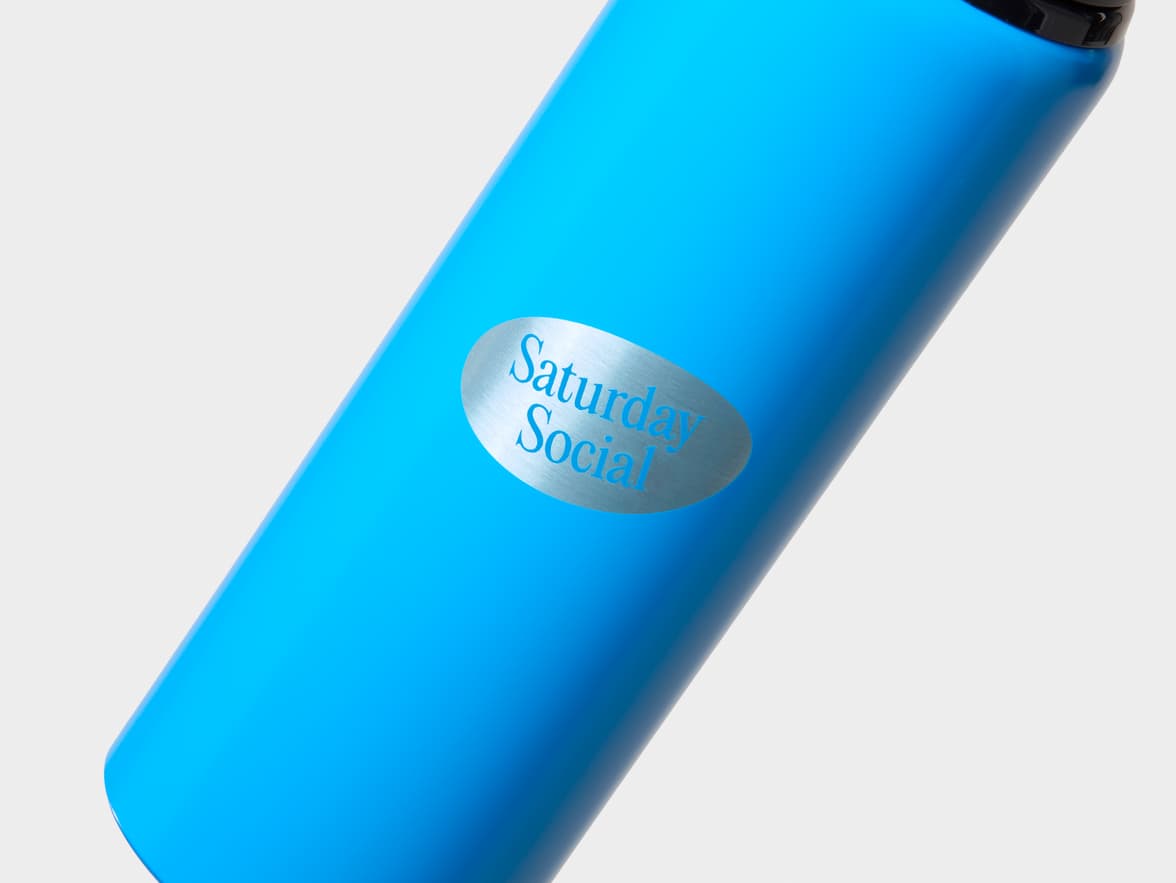 Matte Cerulean H2Go Virtue Aliminum Water Bottle Close Up With One-Sided Engraving
