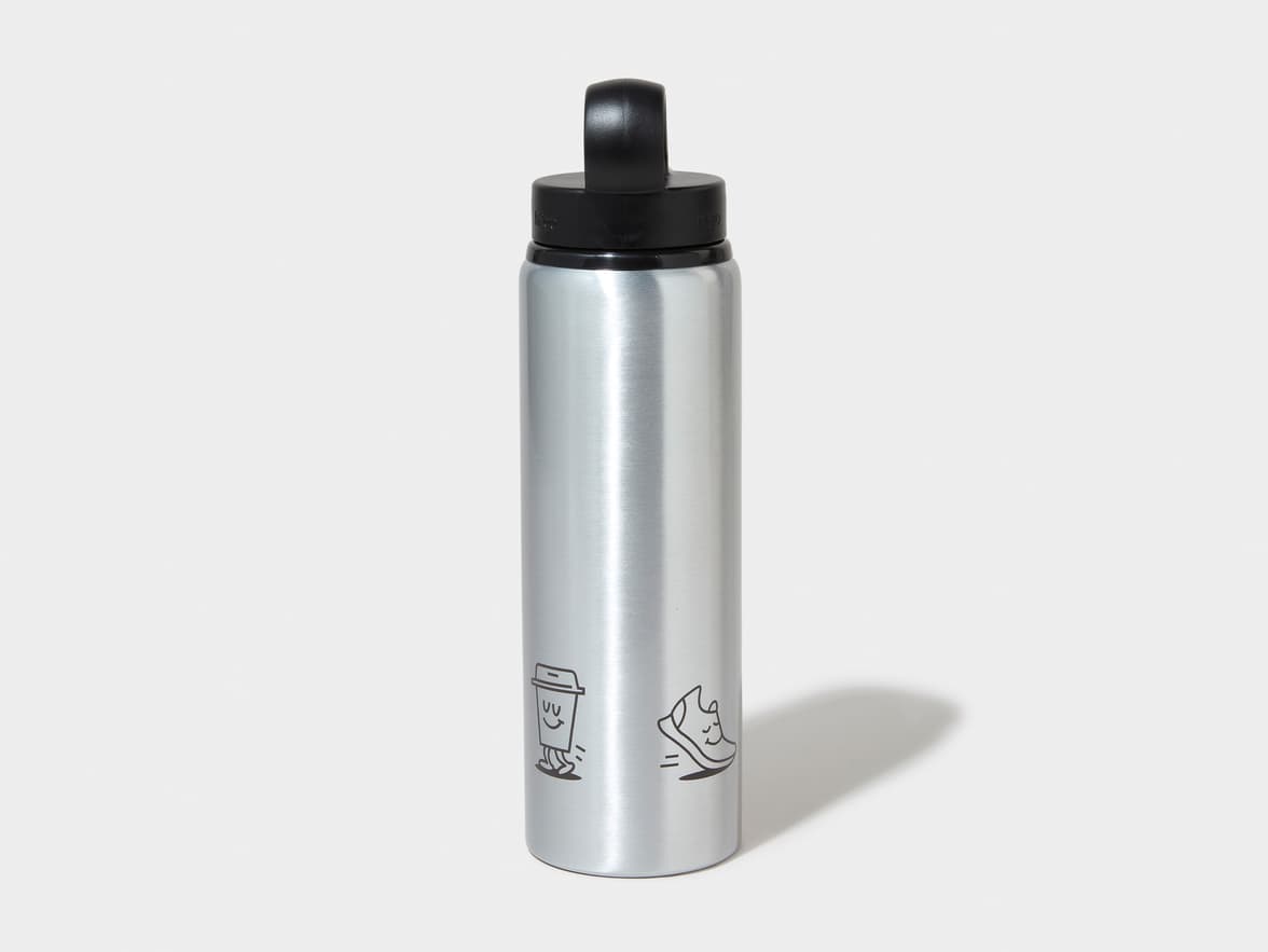 Matte Silver H2Go Virtue Aliminum Water Bottle Back View With 360 Wrap Printing Customisation