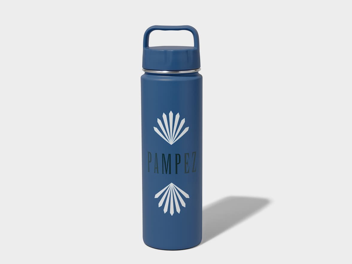 Matte Navy H2Go Crux Stainless Steel Bottle Front View With One-Sided Printing Customisation