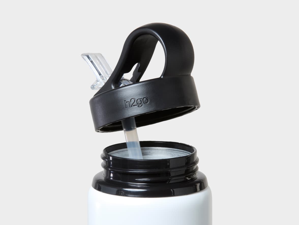 Matte White H2Go Virtue Aliminum Water Bottle Rim And Flip Straw With One-Sided Printing Customisation