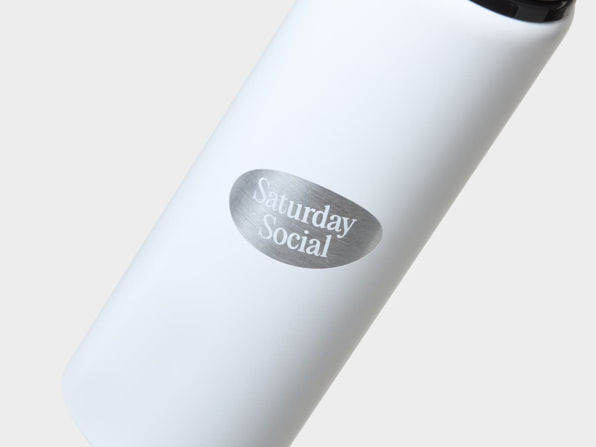 Matte White H2Go Virtue Aliminum Water Bottle Close Up With One-Sided Engraving