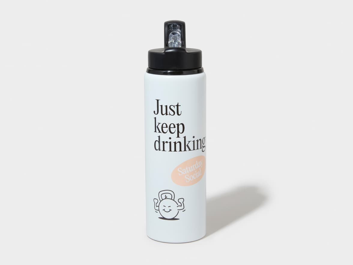 Matte White H2Go Virtue Aliminum Water Bottle Front View With 360 Wrap Printing Customisation