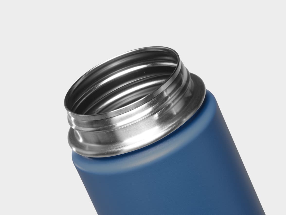 Matte Navy H2Go Crux Stainless Steel Bottle Rim With One-Sided Engraving