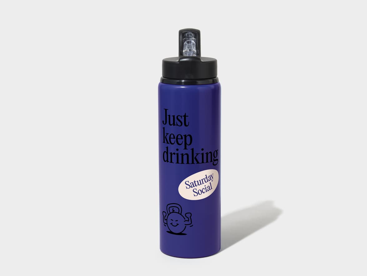 Matte Blue H2Go Virtue Aliminum Water Bottle Front View With 360 Wrap Printing Customisation