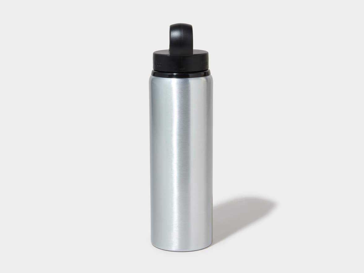 Matte Silver H2Go Virtue Aliminum Water Bottle Back View With One-Sided Printing Customisation