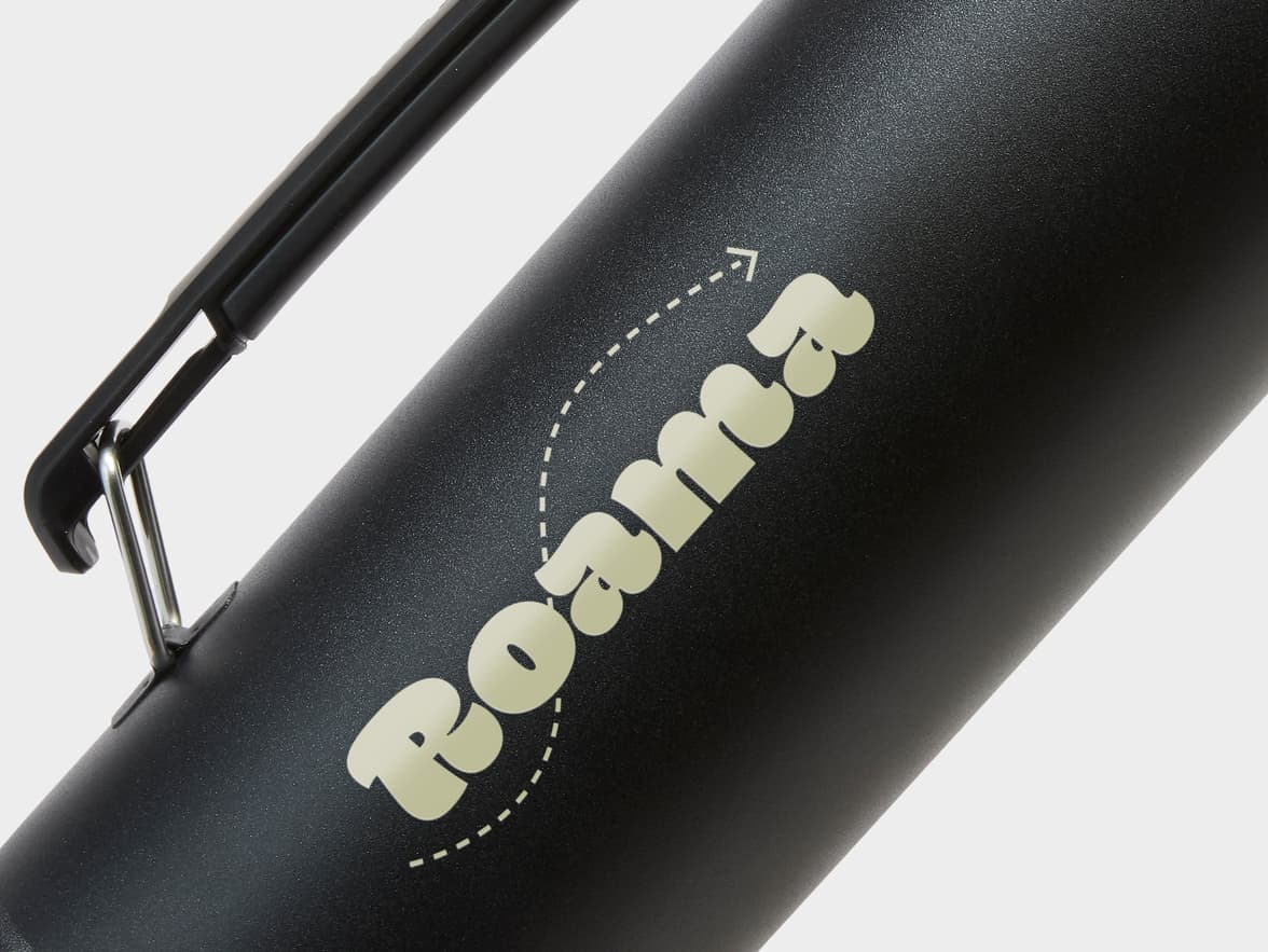 Close up of the One-sided Printing customisation of the Stanley Classic Bottle in Black