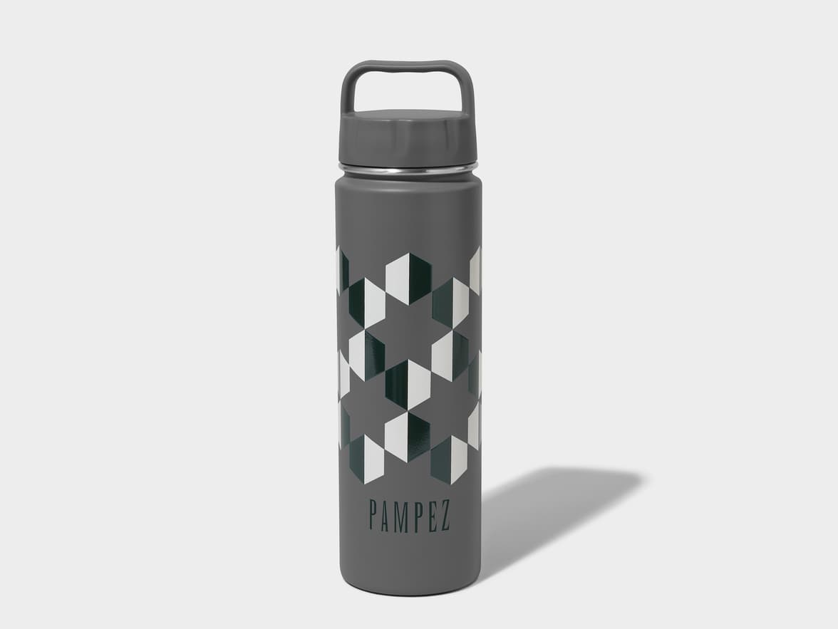 Matte Storm Gray H2Go Crux Stainless Steel Bottle Front View With 360 Wrap Printing Customisation