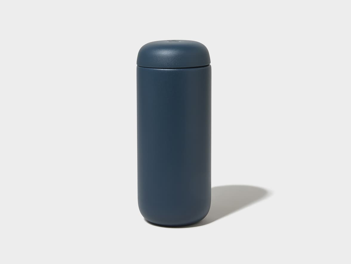 Stone Blue Fellow® Carter Move Mug Back View With One-Sided Engraving