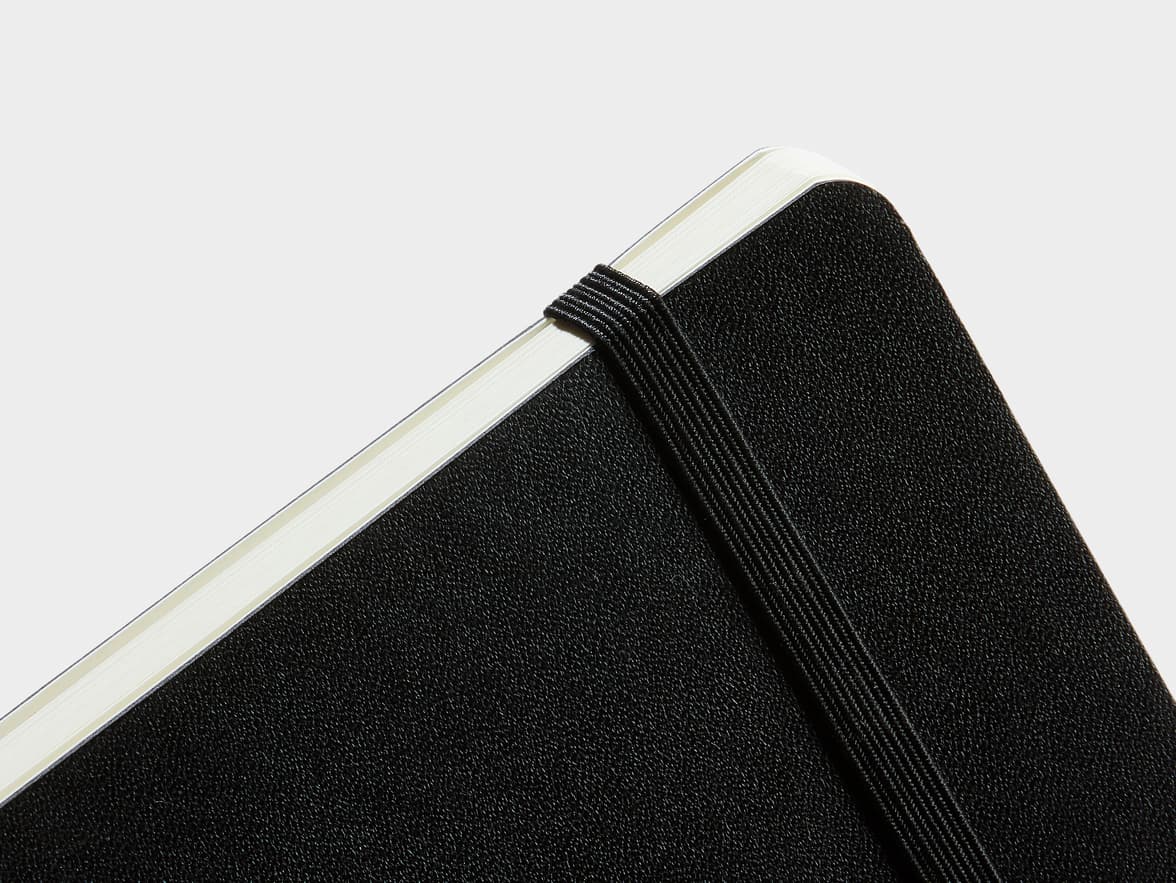Close up shot of the corner of the cover of the black LEUCHTTURM1917 Classic Softcover Composition Notebook