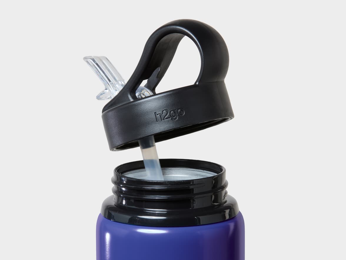 Matte Blue H2Go Virtue Aliminum Water Bottle Rim And Flip Straw With 360 Wrap Printing Customisation